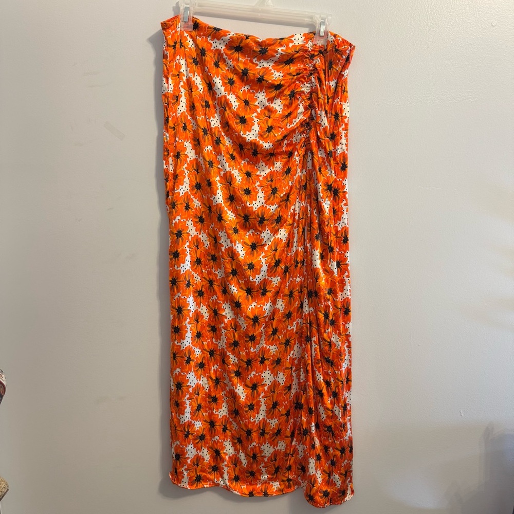 Floral Orange and White Topshop Maxi Skirt